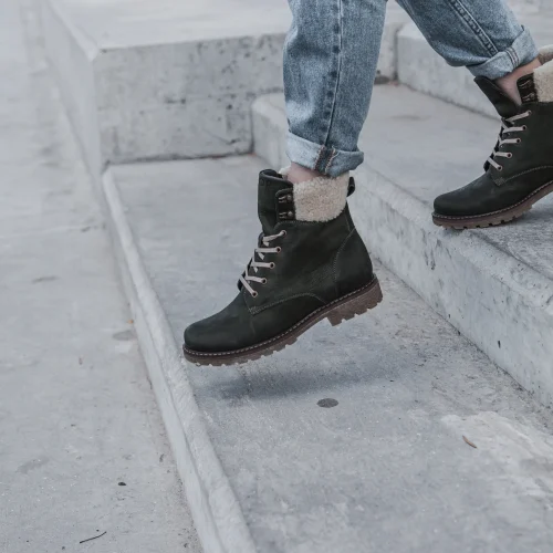 Women’s Olive Nubuck Lace-up Ankle Boots