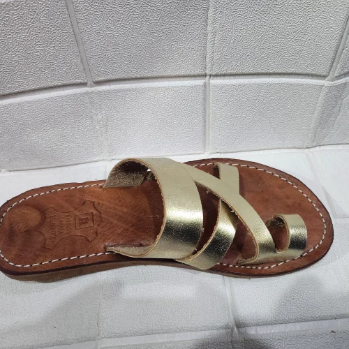 Women’s Gold Crisscross Moroccan Leather Sandals