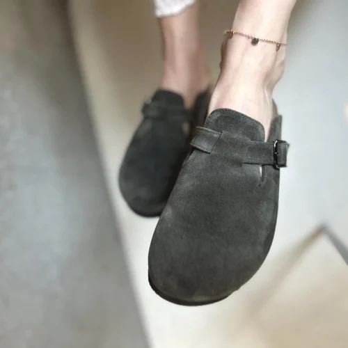 Moss Green Suede Mules: Women's Summer Sandals