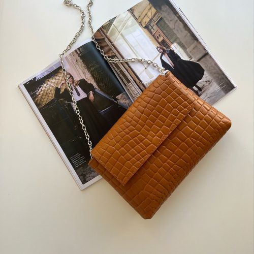 Brown Leather Shoulder Bag Minimalist Crossbody Women Handbag